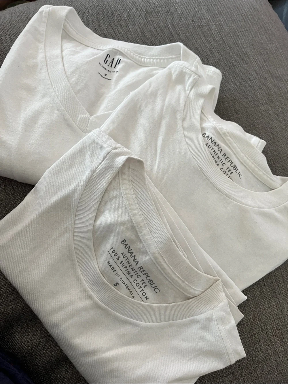 Banana Republic White Crewneck Tee - 100% Supima Cotton and GAP Vneck tee  small